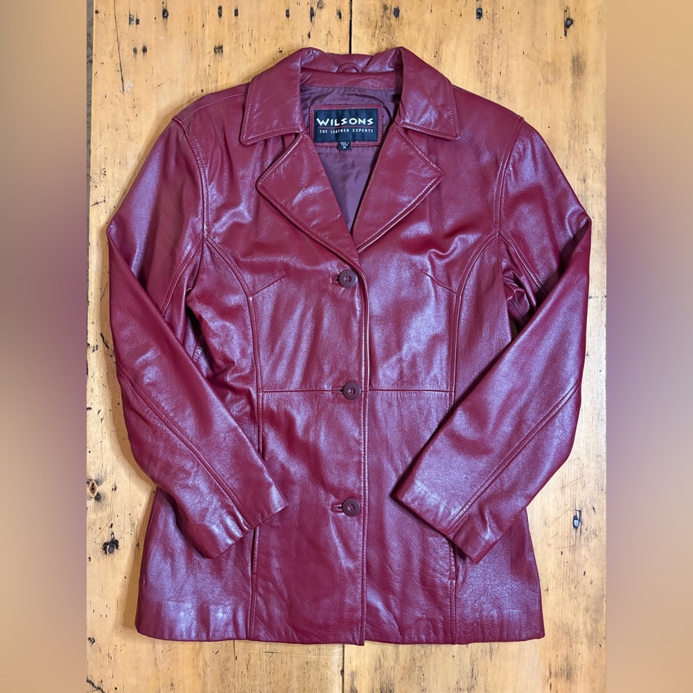 VINTAGE 90’s Wilson Women's Red Leather Jacket EUC US M